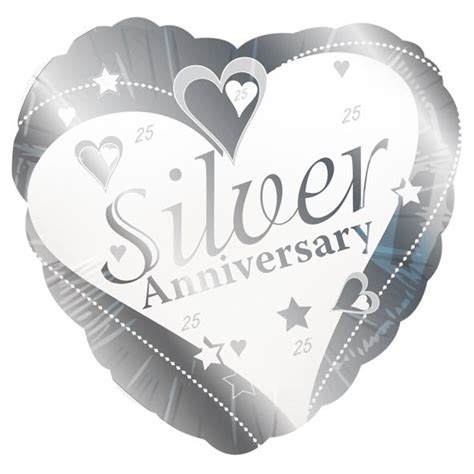 25th Silver Wedding Anniversary Foil Balloon Hearts And Stars