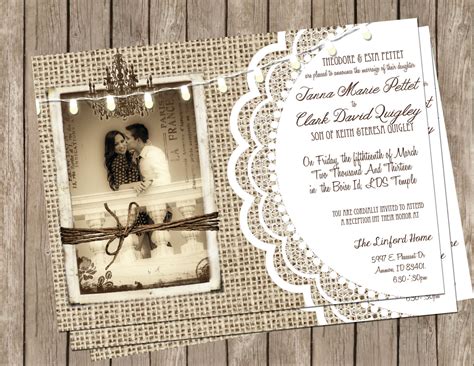 Burlap And Lace Rustic Wedding Invitation Printable Rustic Photo