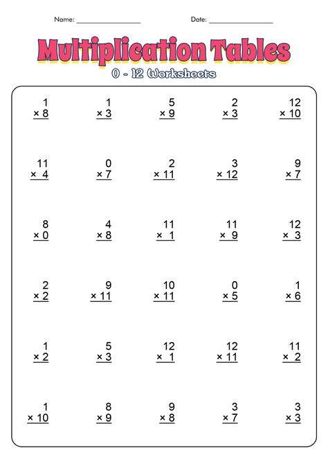 13 1 Through 12 Multiplication Worksheets Free Pdf At