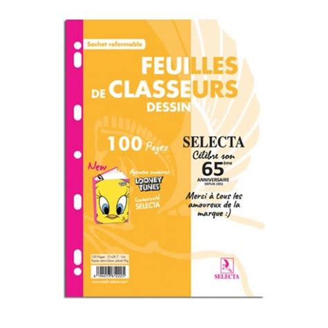 recharge classeur 100 pages blanches 21 29 7 selecta
