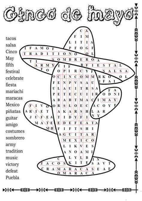 Cinco De Mayo Word Search Puzzle English Esl Worksheets For Distance