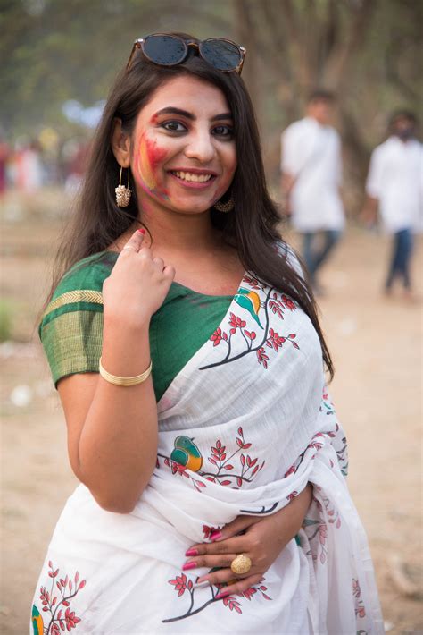 A Woman In Saree Celebrating Holi Festival Free Image By Abhijit Dutta On