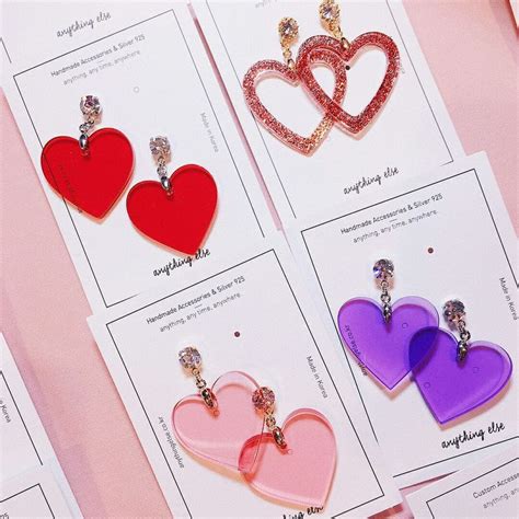 ↝ cosmicgoth ༉‧₊˚ girls earrings cute earrings statement earrings dangle earrings heart