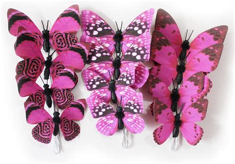 Perfso 12pcs 2size Butterfly Decorations Simulated