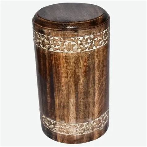 Natural DNU Round Wooden Engraved Urns For Human Ashes Adult Capacity