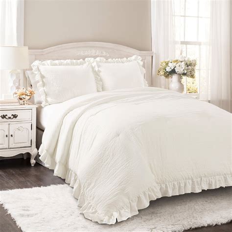 Reyna Comforter White 3pc Set Fullqueen