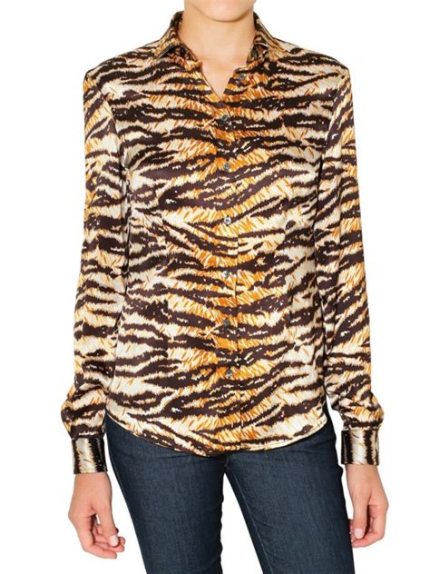 Lyst Dolce Gabbana Tiger Print Stretch Satin Shirt