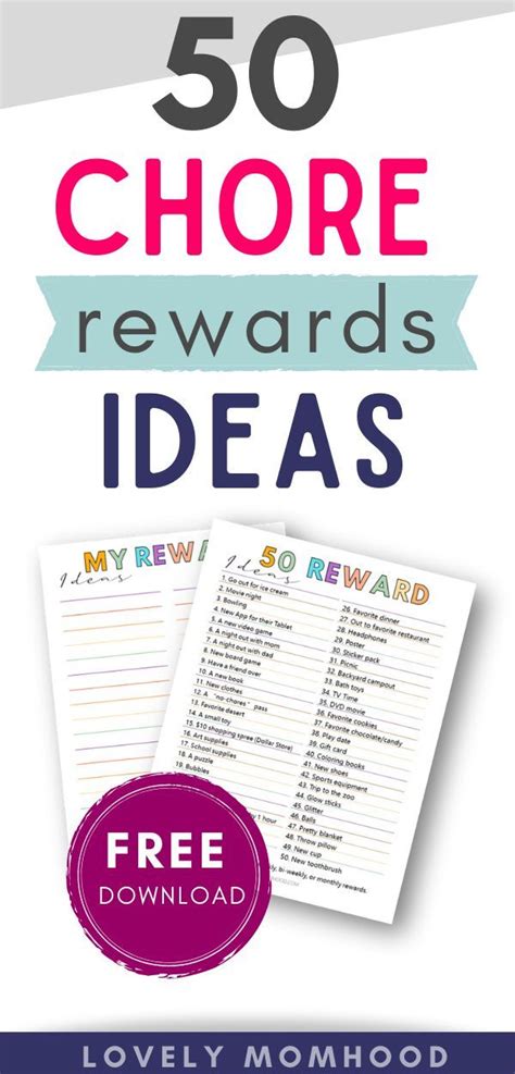3 Chore Rewards Systems Plus 50 Chore Rewards Ideas Printable In