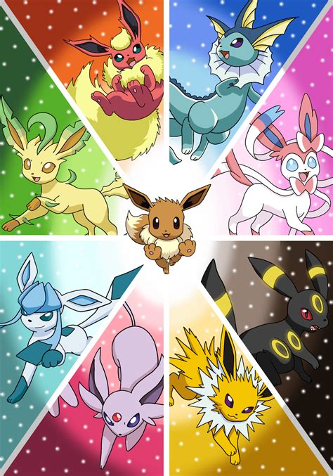 Poster Of The Eeveelutions By Tails19950 On Deviantart Eevee Pokemon