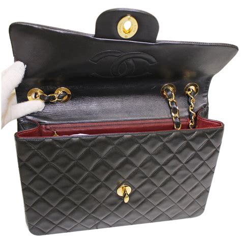 Chanel Classic Flap Xl Maxi Jumbo Quilted Lambskin Shoulder Bag Black