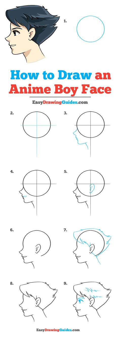 How To Draw An Anime Boy Face Drawing Tutorial Face Anime Drawings Tutorials Drawing
