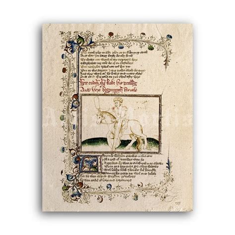 Printable Canterbury Tales By Geoffrey Chaucer Medieval Manuscript