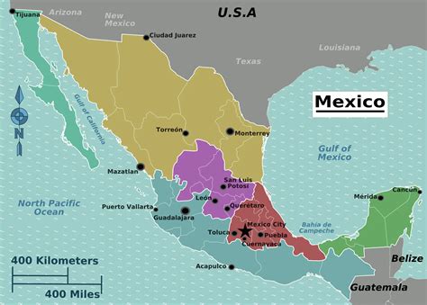 Mexico Regions Map •
