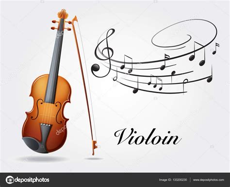 Violín Y Notas Musicales Sobre Blanco Vector Gráfico Vectorial