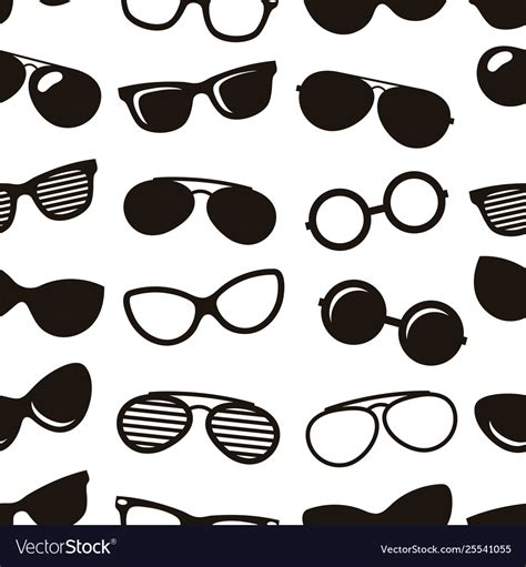 Seamless Pattern With Black Retro Sunglasses Icons