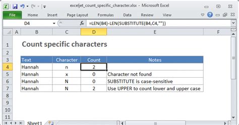 Count Specific Characters In A Cell Excel Formula Exceljet