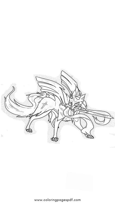 Pokémon Coloring Page Of Zacian In Attack Form Pokemon Coloring Pages