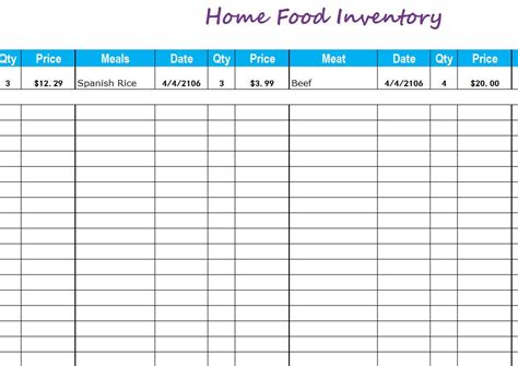 Food Inventory Excel Template Free