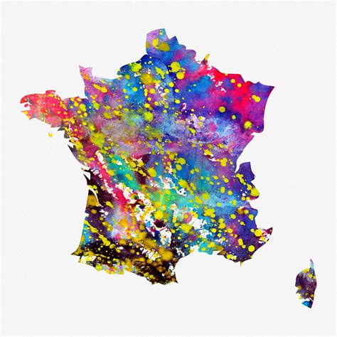 Map Of France Colorful Digital Art By Erzebet S