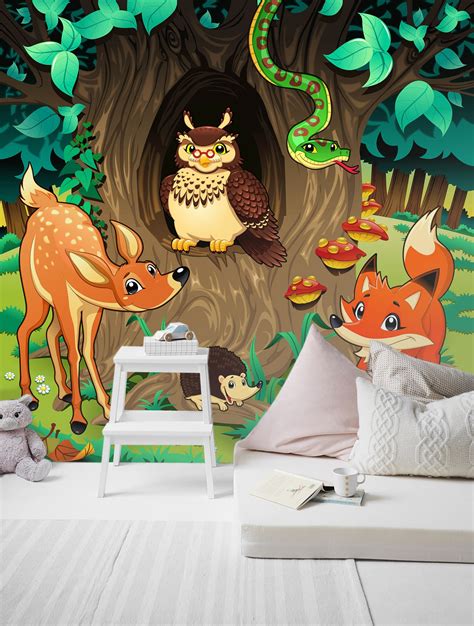 3d Forest Animals 1663 Wall Murals Aj Wallpaper