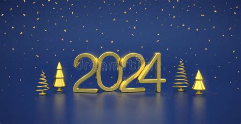 Happy New 2024 Year Hanging Golden Metallic Numbers 2024 With Stars