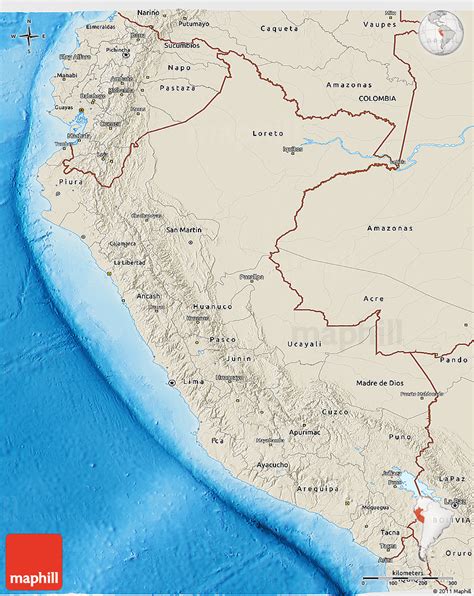 Shaded Relief 3d Map Of Peru
