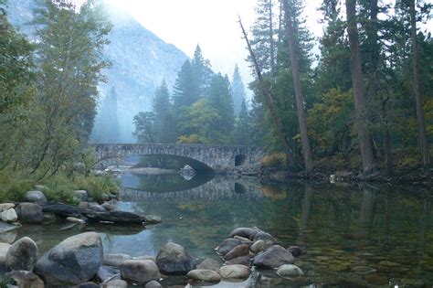 Bridge Over Merced River Yosemite Early Morning Mist Han Flickr