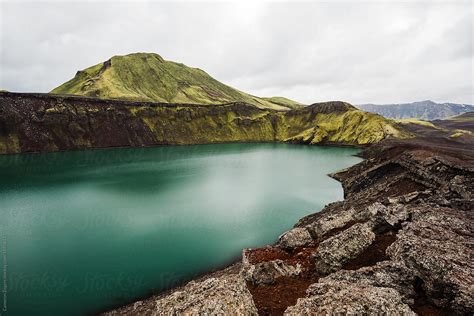 Blahylur Crater Lake In Landmannalaugar Iceland By Stocksy