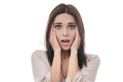 Shocked Woman Stock Image Image Of Hands Camera Background 79787143