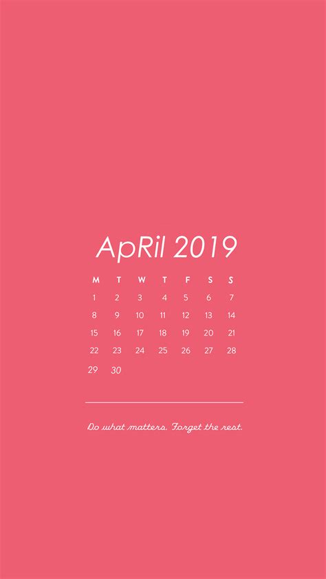 Simple Smartphone Wallpapers Background April 2019 Calendar Wallpaper