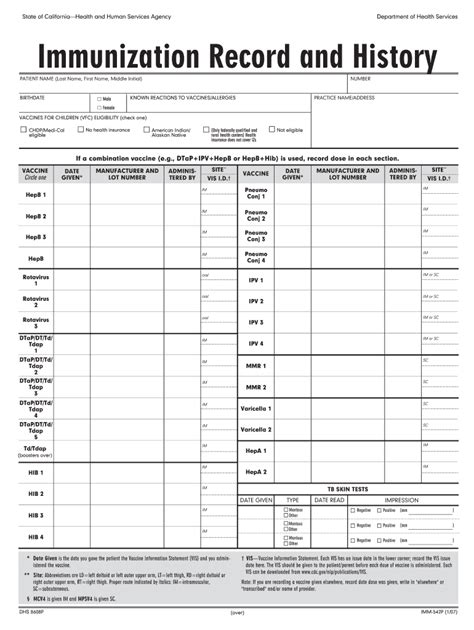 Immunization Record And History Fill Out And Sign Printable Pdf