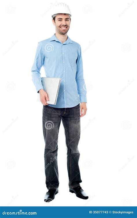 Construction Engineer Posing With Laptop Stock Photos Image 35077743