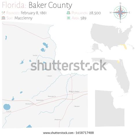 Large Detailed Map Baker County Florida Stock Vector Royalty Free
