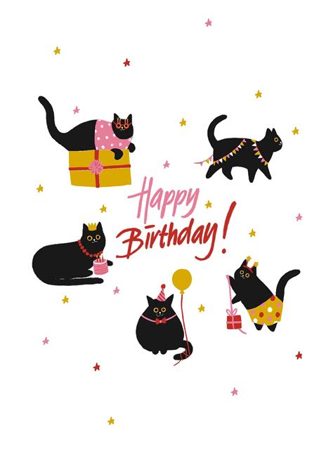 Black Cats Birthday Card Scribbler