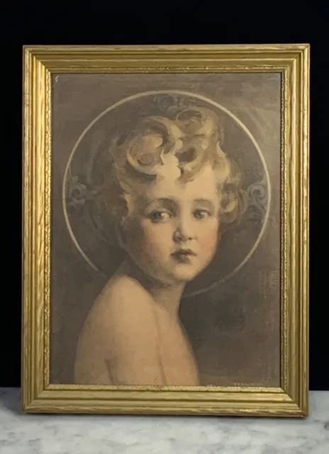Vintage 1920s Jesus Light Of The World Christ Child Deco Framed