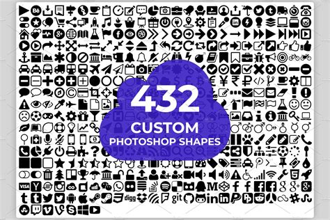 multiple custom photoshop shapes unique photoshop add ons ~ creative market