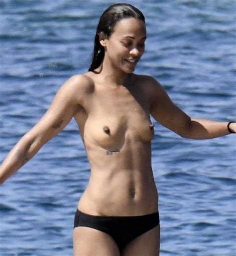 Zoe Saldana Topless On A Boat In Italy Celebrityslips