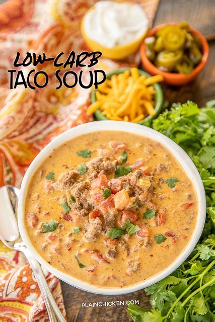 Simmer for a couple of minutes, until the liquid is mostly gone. Low-Carb Taco Soup | Plain Chicken | Bloglovin'