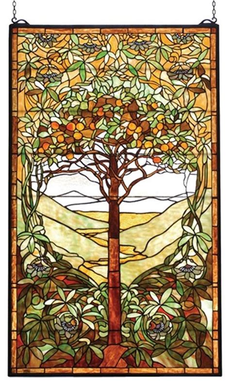 Tree Of Life Window Panel Traditional Stained Glass Panels By