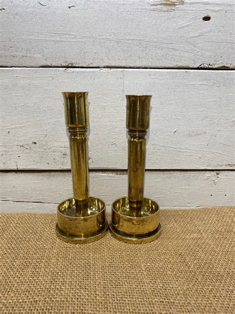 Vintage Ww2 Military Trench Art Candlesticks 1943 Etsy
