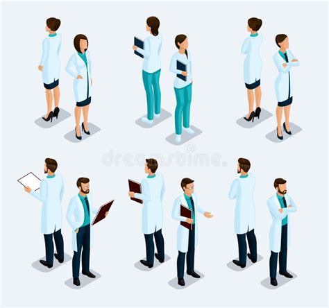 Isometric Hospital Doctor Nurse Surgeon Stock Vector Illustration