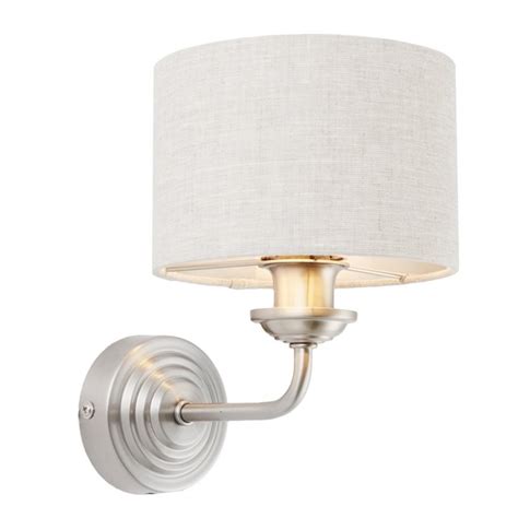 Townhouse Twin Chandelier Wall Light Natural Linen And Brushed Chrome