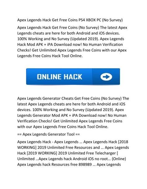 Apex Legends Hack Apex Legends Coins Generator Ps4 Xbox Pc