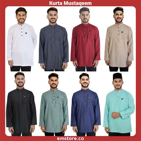 Kurta Lelaki Dewasa Kurta Cekak Musang Murah Lengan Panjang Kurta Mustaqeem Kurta Raya Kurta