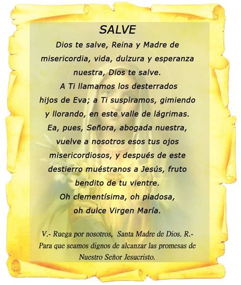 La Salve El Salve Oracion Oracion Dios Te Salve Oracion La Salve