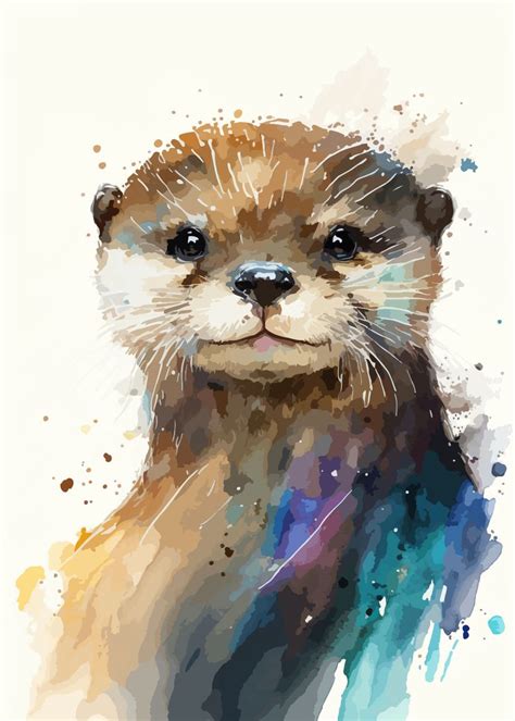 Sea Otter Watercolor Art Poster By Nebranix Displate