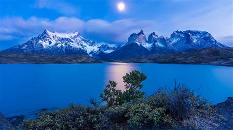 1920x1080 Chile Earth Lake Landscape Moon Night Twilight