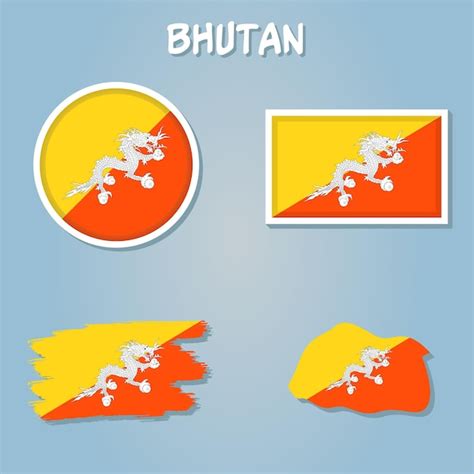 Royaume Du Bhoutan Carte Drapeau Vector Illustration Silhouette