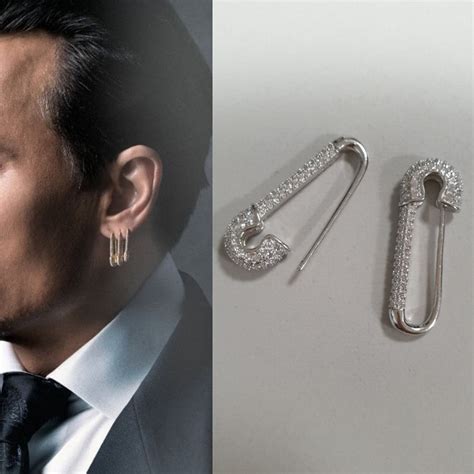 1 Safety Pin Earring In Sterling Silver 925 Mod Johnny Depp Etsy