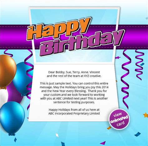 Birthday Email Template For Employee